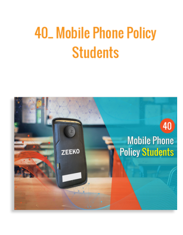 Graphic showing icons or thumbnails representing resources, training and support included with the Zeeko Phone Blocking System—such as a document, a presentation screen, and a headset support icon