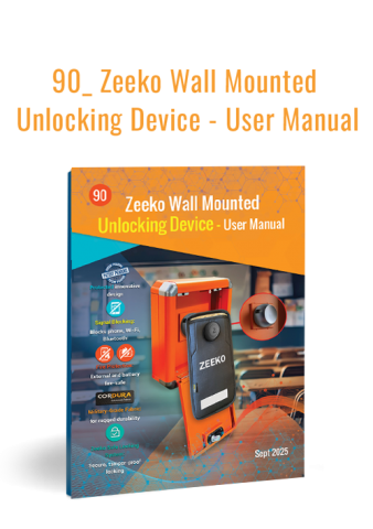 Graphic showing icons or thumbnails representing resources, training and support included with the Zeeko Phone Blocking System—such as a document, a presentation screen, and a headset support icon